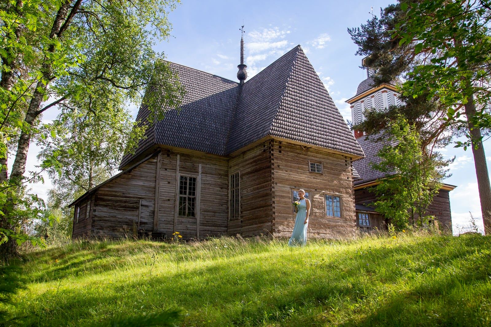 Старинная Церковь в Петяйявеси. Петяевеси старый Церковь (Petäjävesi old Church). Памятники народов наследия Финляндии.